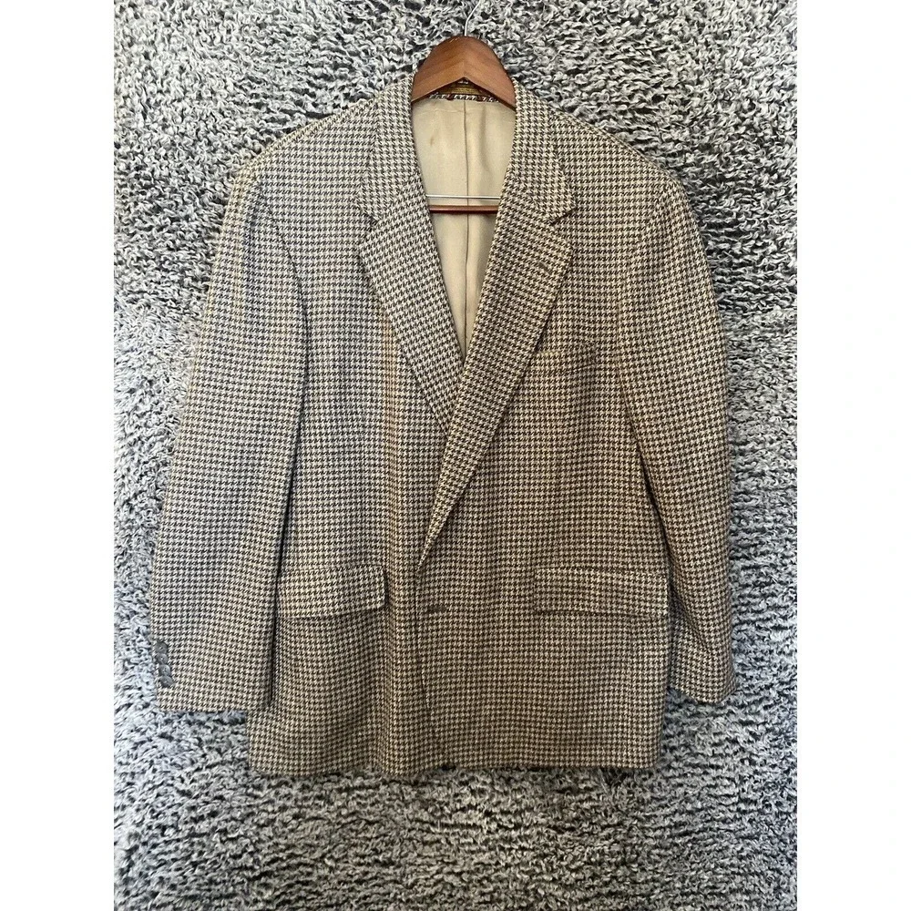 Vintage Nordstrom Blazer Mens 46R Sport Coat Houndstooth Multicolor Made in USA